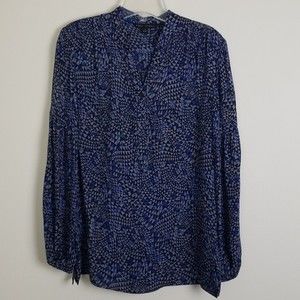 Dora Landa blue silk pullover blouse S Business Casual Office Career